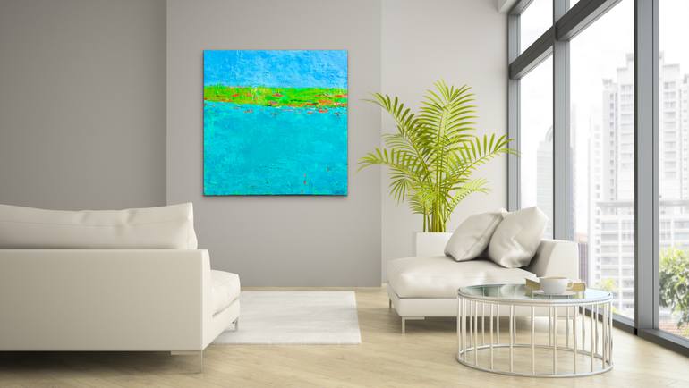 Original Abstract Seascape Painting by Leslie Merrill