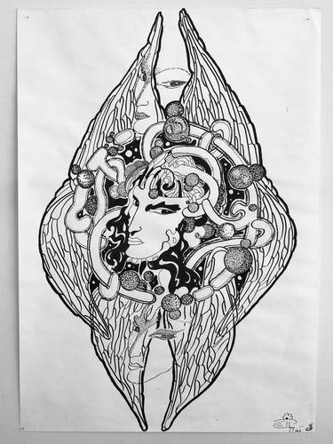 Original Figurative Abstract Drawing by Ciprian Cioranu