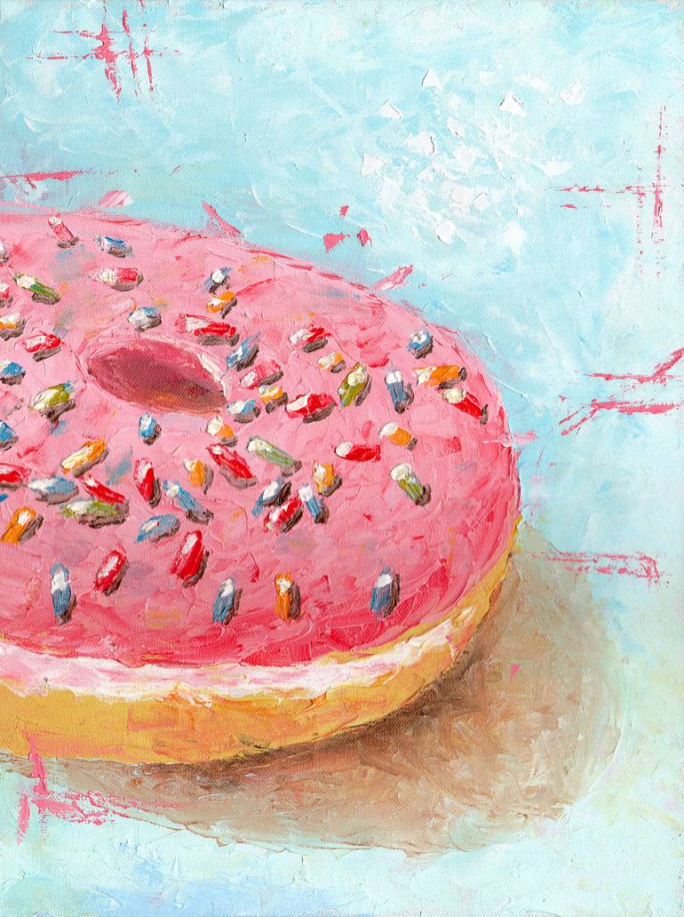 Pink Donut Painting by Yuliya Eroshenko | Saatchi Art