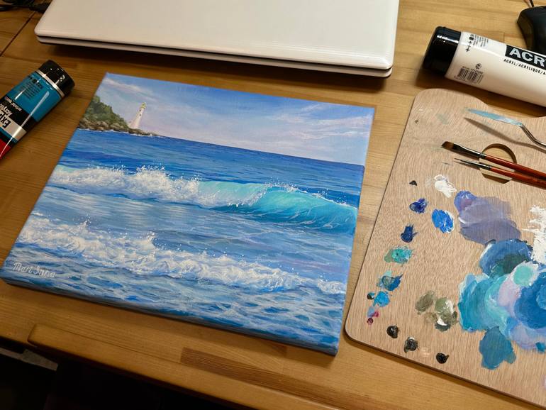 Original Photorealism Seascape Painting by Inna Mart