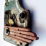 “If the left half of the brain controls the right half of the body then only left handed people are in the right mind.” — W.C. Fields

Wall mounted sculpture ready to hang, composed found objects on weathered painted plywood background.