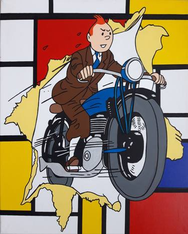 Tintin on motor - Mondrian (40x50) thumb
