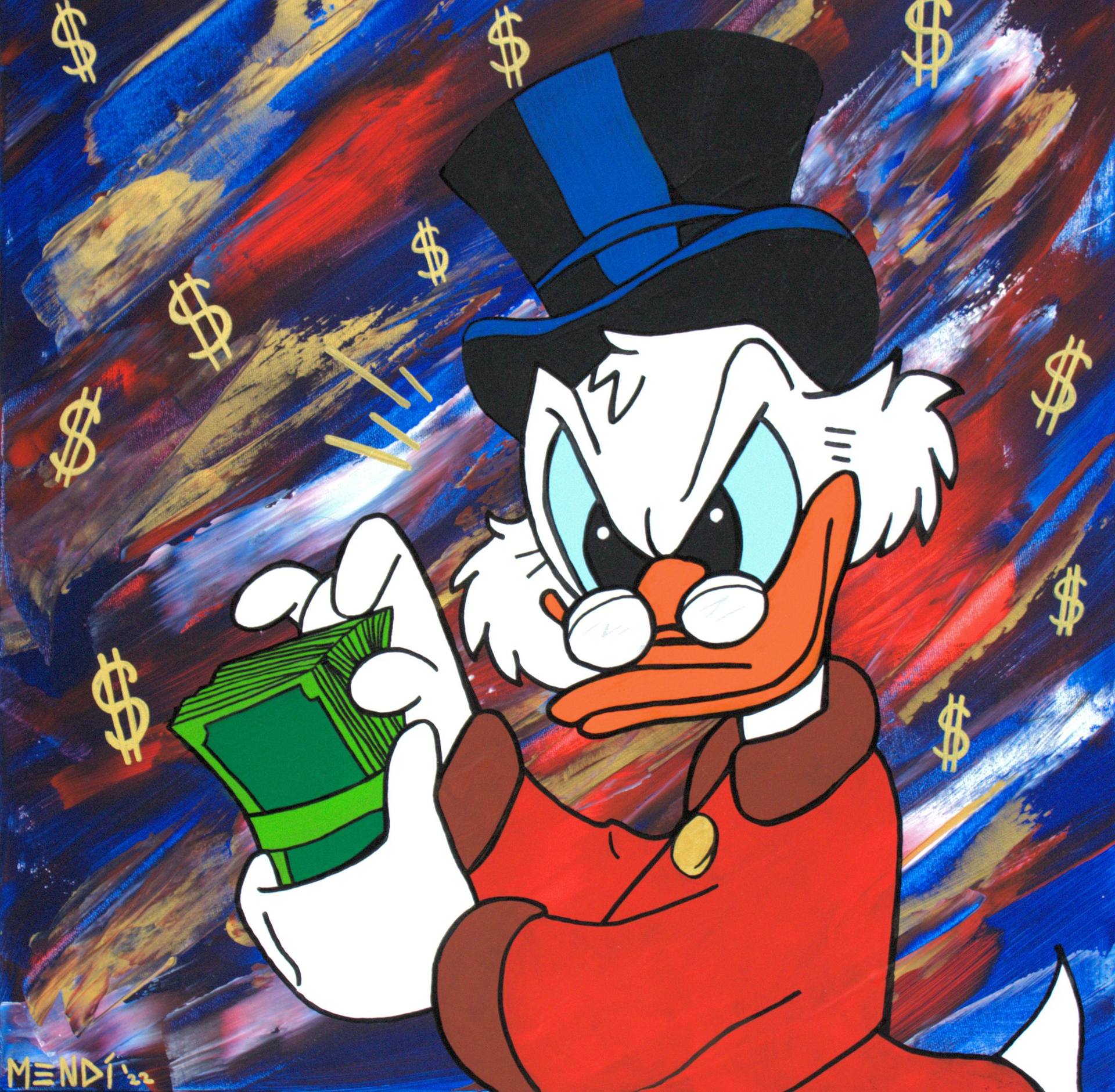 Uncle Scrooge McDuck - Moneymaker Painting by Mendi Art | Saatchi Art India