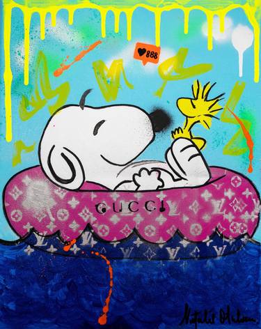 Snoopy floating in paradise dreams thumb