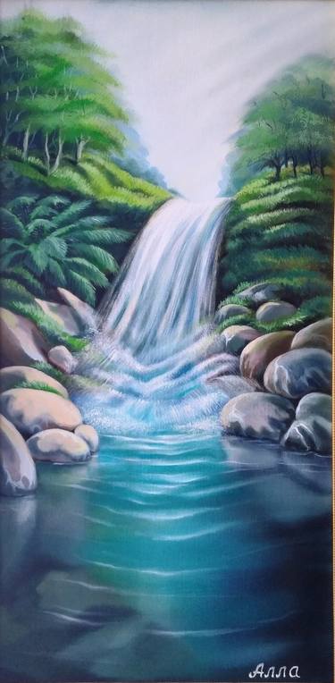 Oil painting waterfall thumb