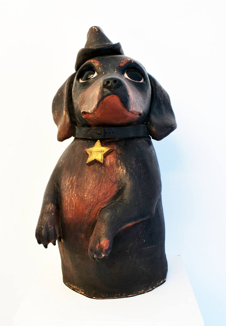 Original Figurative Dogs Sculpture by Martha Todd