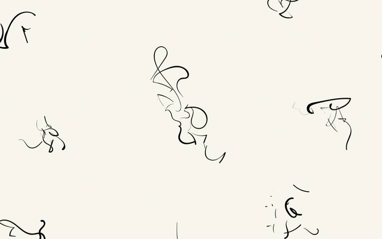 Original Abstract Calligraphy Drawing by Harald Gsaller