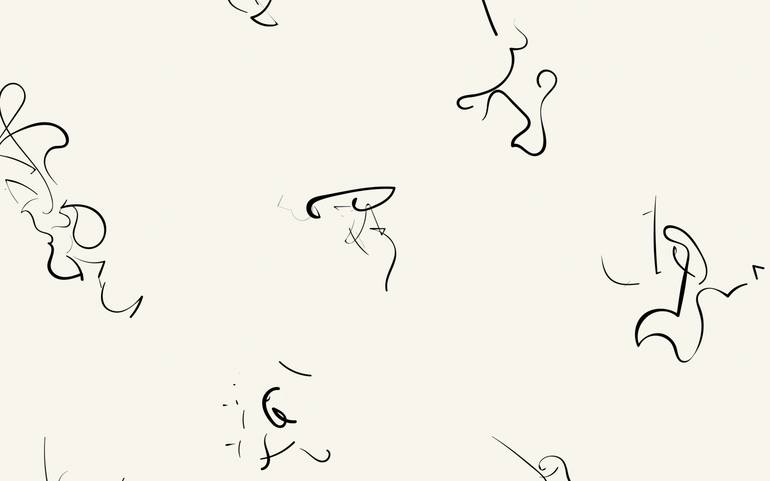 Original Abstract Calligraphy Drawing by Harald Gsaller