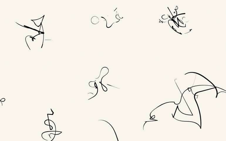 Original Abstract Calligraphy Drawing by Harald Gsaller