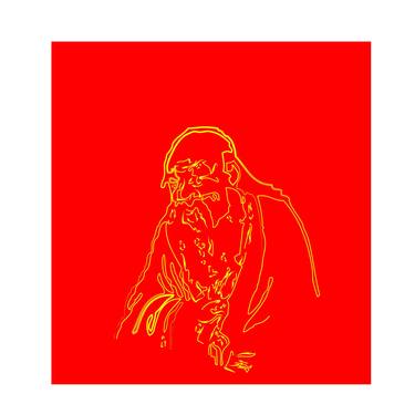 "Lao Tzu, meditating (red, yellow)" Unique piece thumb