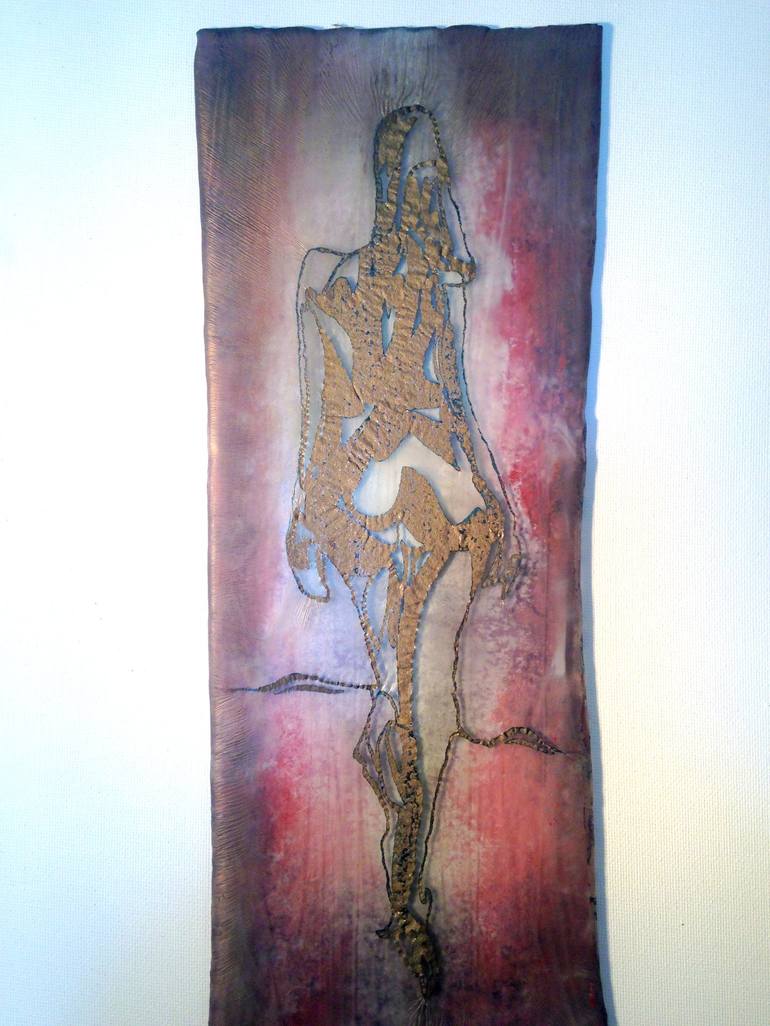 Bronze Cast Glass Hearth Goddess 3 Abstract Figurative Glass Wall Plaque