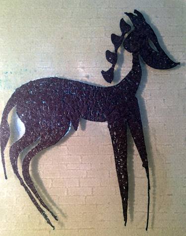 Bronze cast glass - 'Cretan Horse' - figurative cast glass plaque thumb