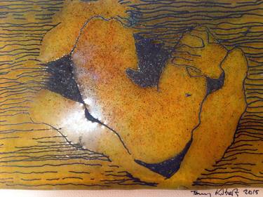 Bronze cast glass - Embrace 4 - glass abstract figurative wall plaque thumb