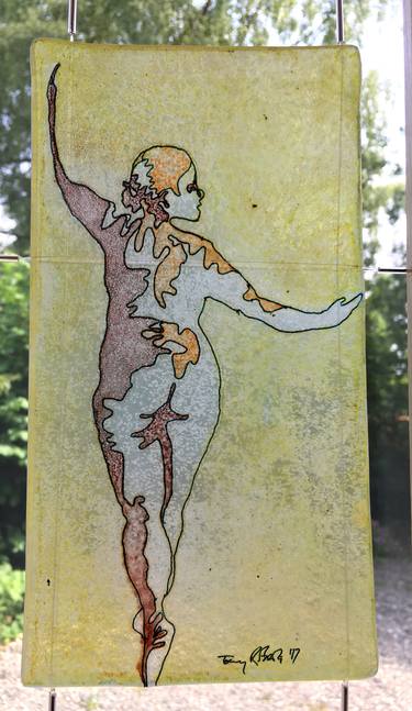 12th Dance, a bronze wire drawing cast in glass thumb