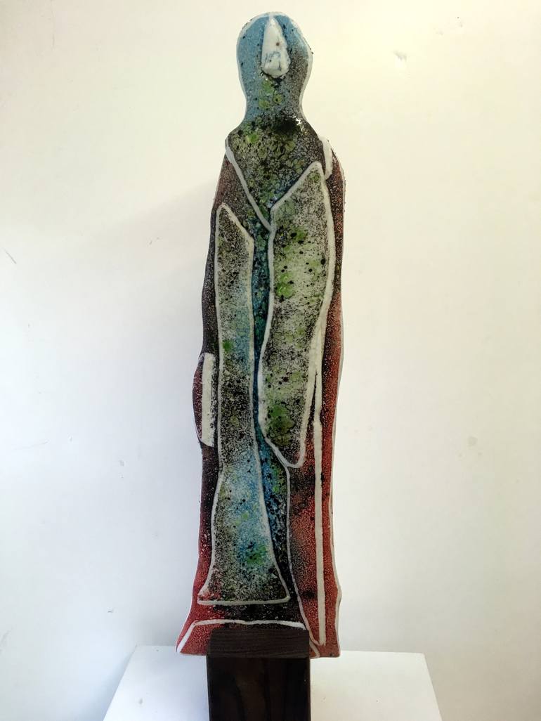 Penitant Copper And Bronze Cast Glass Figure