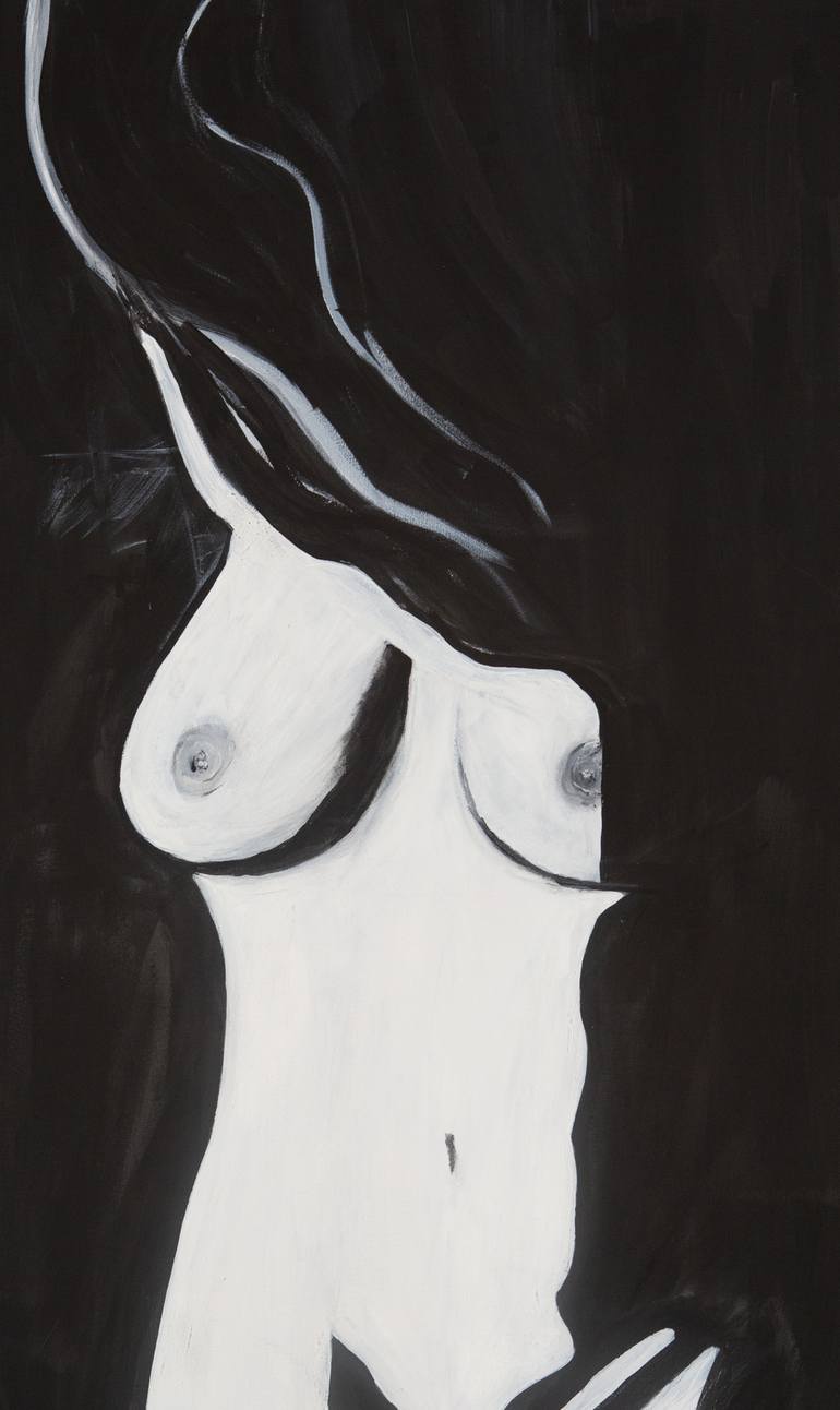 Female Nude in Black and White Painting by Gina Kropf | Saatchi Art