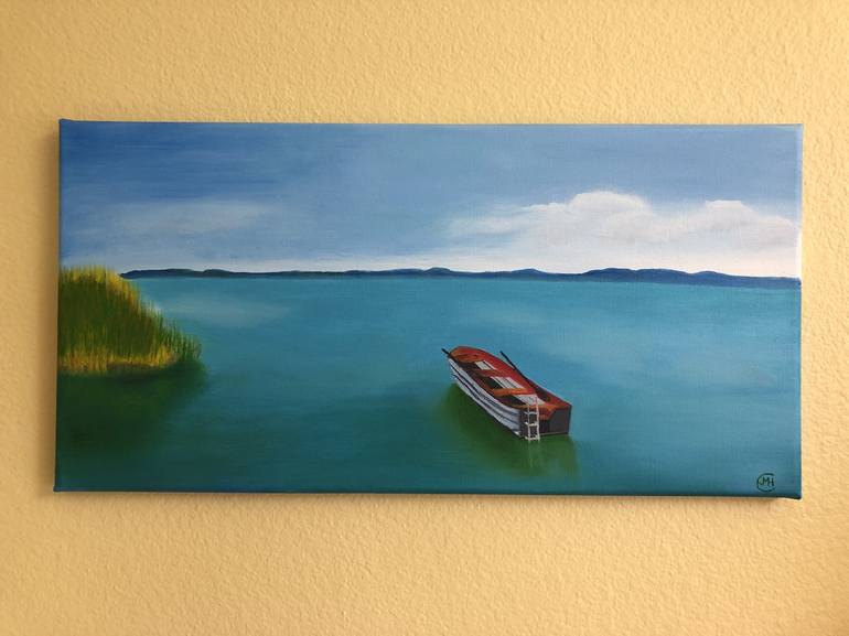 Original Fine Art Boat Painting by Monika Harmund Csanyi