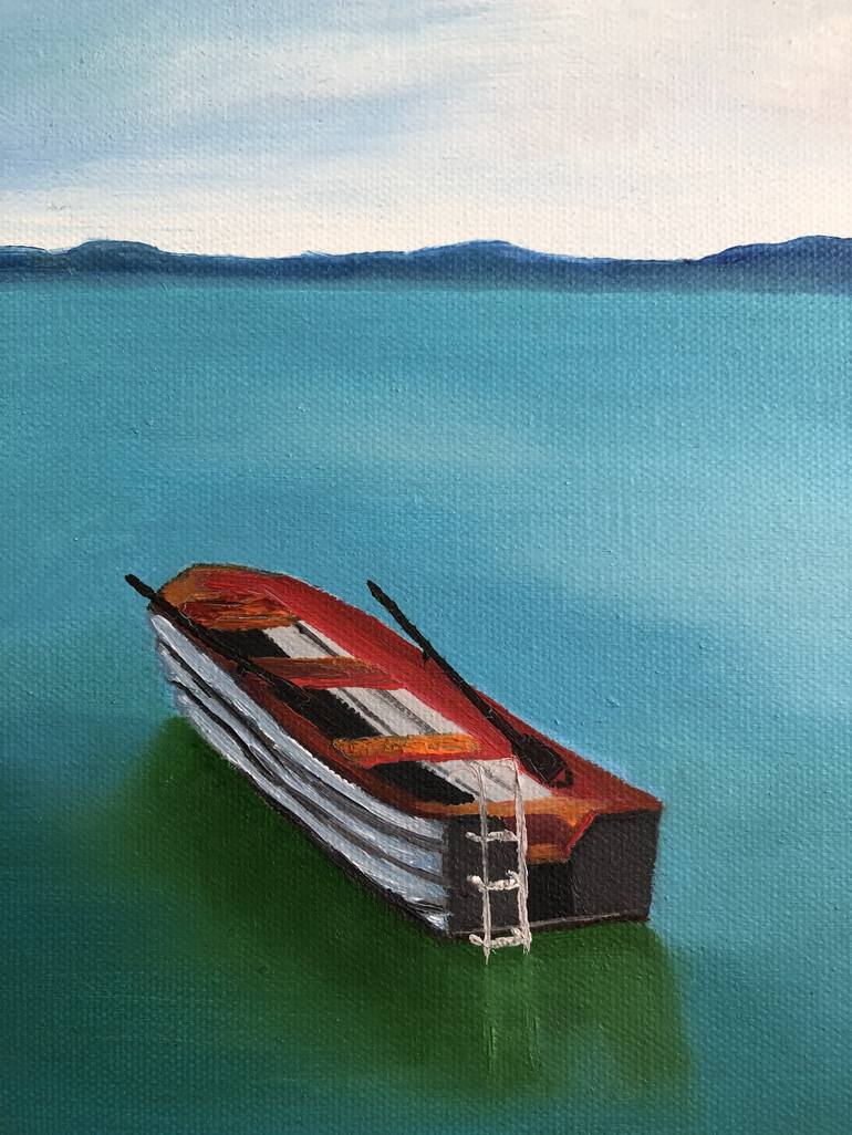 Original Fine Art Boat Painting by Monika Harmund Csanyi