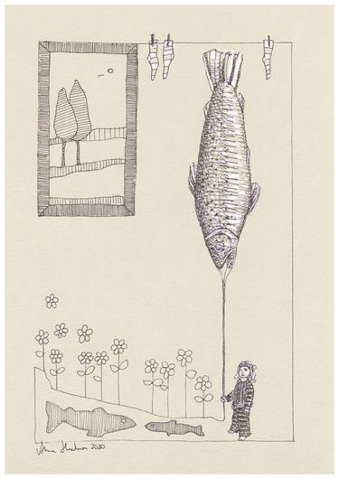 Original Fish Drawings by Anna Hubsch