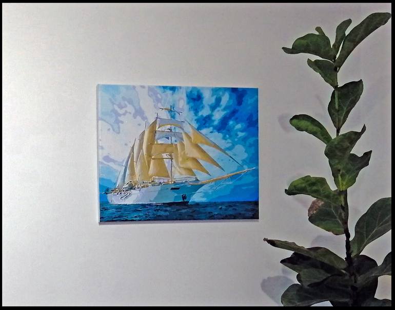 Original Fine Art Ship Painting by Alexandra Shylkina