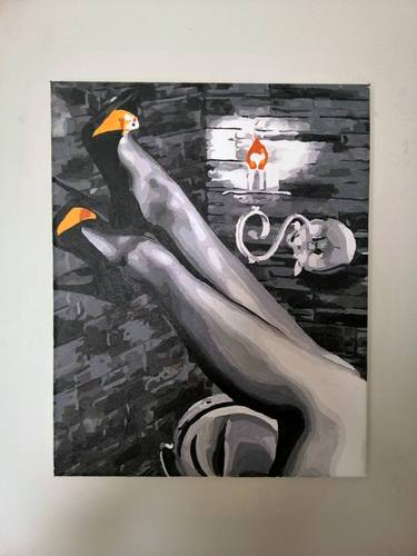 Saatchi Art Artist Alexandra Shylkina; Paintings, “MRs Afternoon Lady legs heels modern art deco” #art