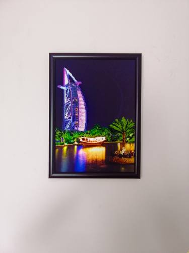 Dubai Handmade Exclusive artwork Home Wall decor Picture made with beads Framed amboidery One of a kind Modern art thumb