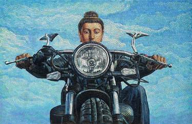 Original Modern Motorbike Paintings by Natalie Bayush