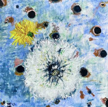 Study of Dandelions in a Blue Metal Chair thumb