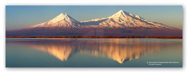 Window to Armenia · Mountain Ararat - Reflection in Red · Panoramic Landscape Photograph · Fine Art · AR712P8 · 64in - Limited Edition of 75 thumb