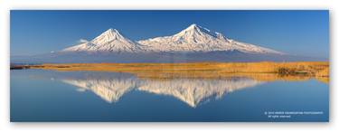 Window to Armenia · Mountain Ararat - Reflection in Blue · Panoramic Landscape Photograph · Fine Art · AR712P15 · 64in - Limited Edition of 50 thumb