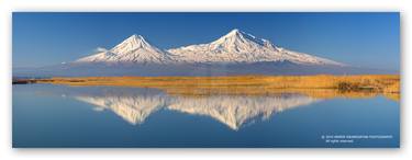 Window to Armenia · Mountain Ararat - Reflection in Blue · Panoramic Landscape Photograph · Fine Art · AR712P15 · 48in - Limited Edition of 50 thumb