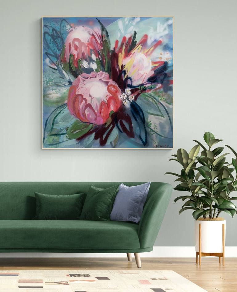 Original Abstract Floral Painting by Nataliia Karavan