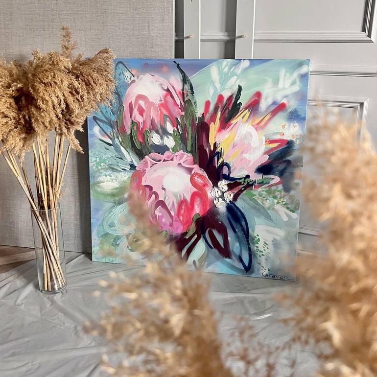 Original Abstract Floral Painting by Nataliia Karavan