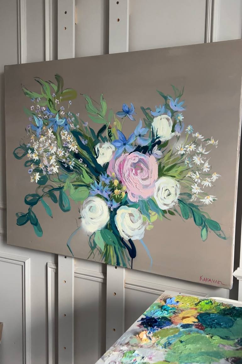 Original Abstract Floral Painting by Nataliia Karavan