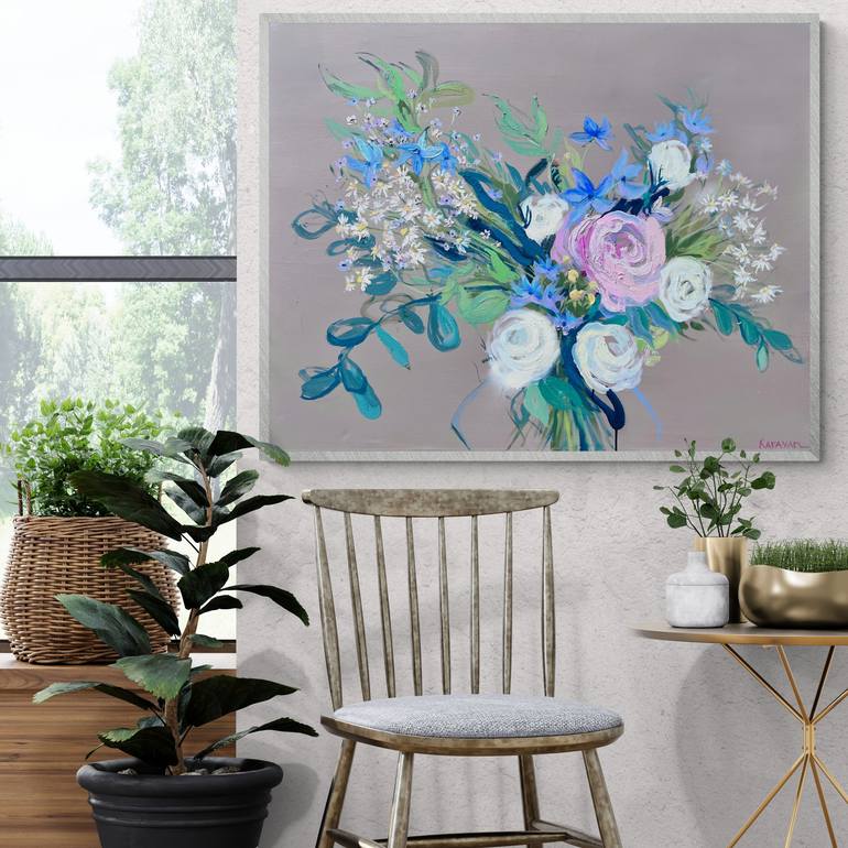 Original Abstract Floral Painting by Nataliia Karavan