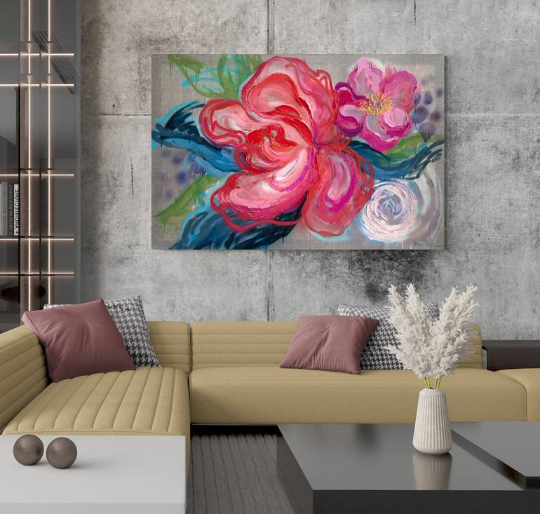 Original Abstract Floral Painting by Nataliia Karavan