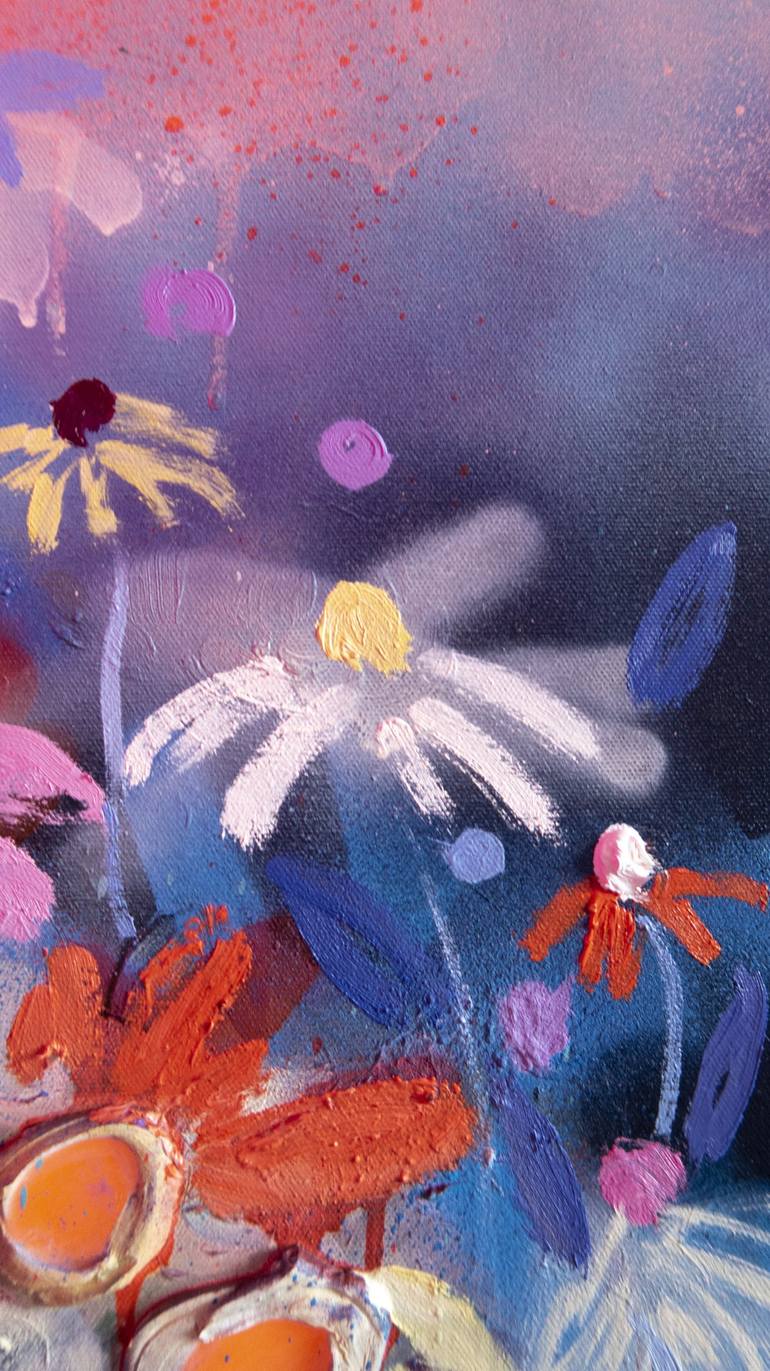 Original Abstract Expressionism Floral Painting by Nataliia Karavan