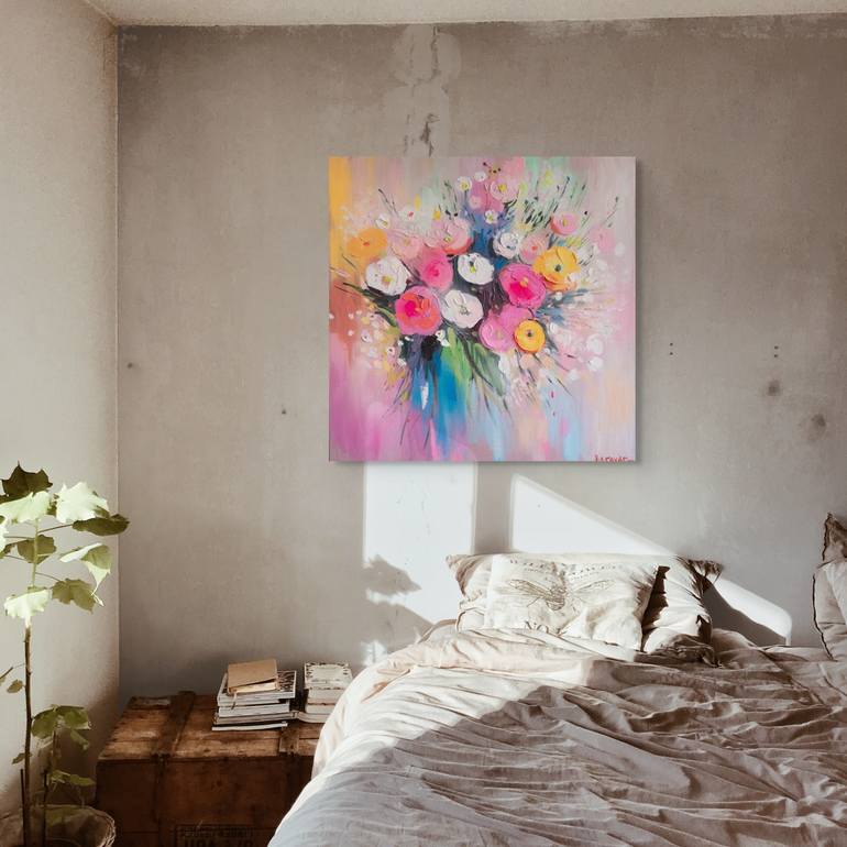 Original Abstract Expressionism Floral Painting by Nataliia Karavan