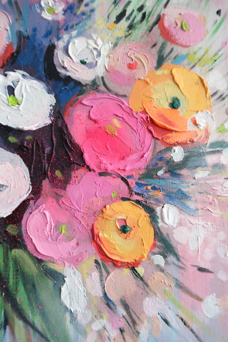 Original Abstract Expressionism Floral Painting by Nataliia Karavan