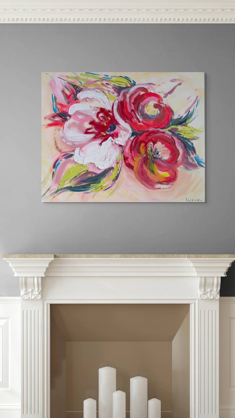 Original Abstract Floral Painting by Nataliia Karavan