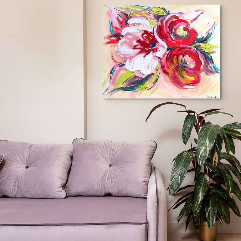 Original Abstract Floral Painting by Nataliia Karavan