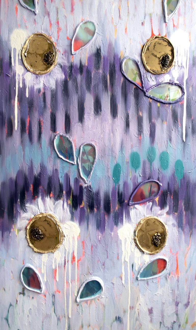 Purple Joy Abstract Florals, Epoxy Resin Gold Flowers, 52% OFF