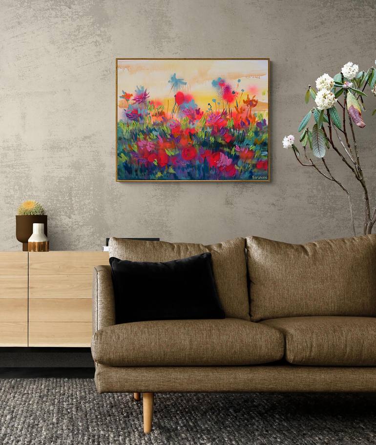 Original Abstract Floral Painting by Nataliia Karavan