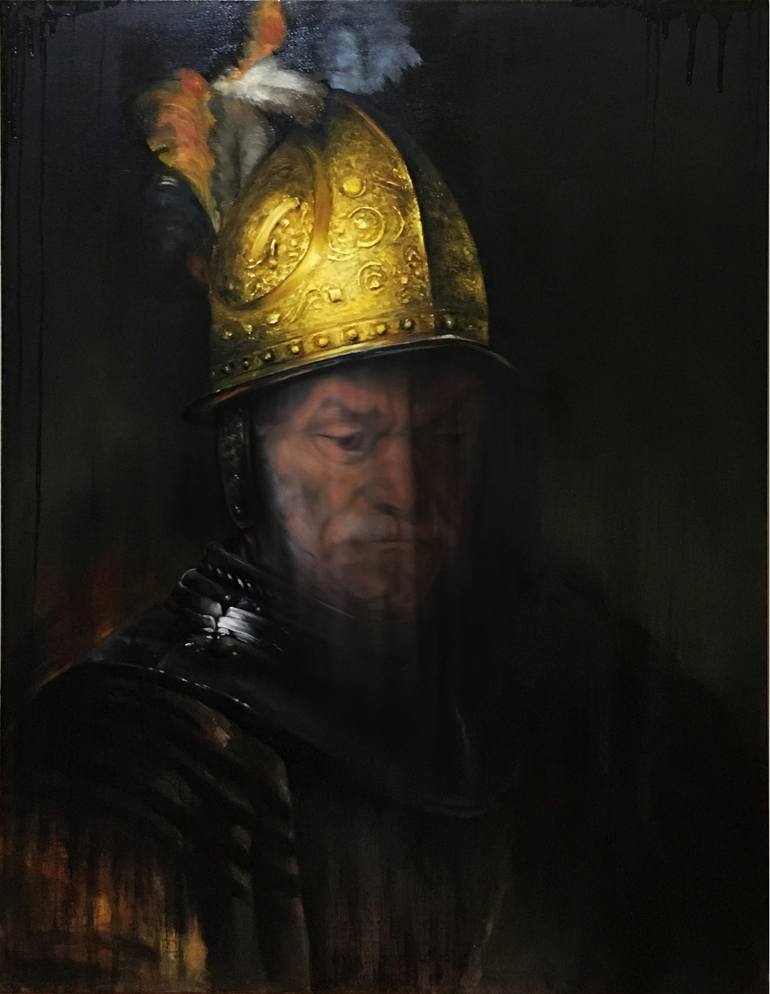 The Man with the Golden Helmet Rembrandt Series Painting by Nusret Aktay Saatchi Art