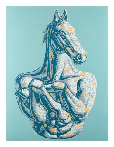 Horses Painting, Multi-layer overlay woodcut, Printmaking thumb