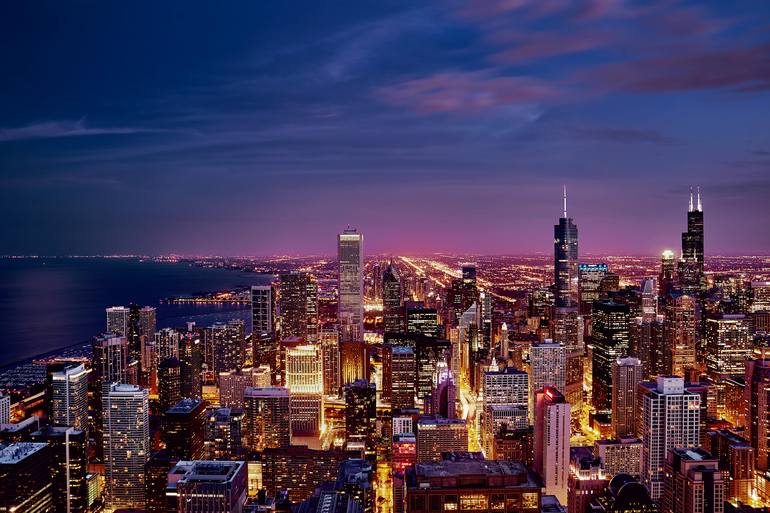 Purple Skyline Panorama Of Chicago Limited Edition Of 10 Photography By Emrah Altinok Saatchi Art