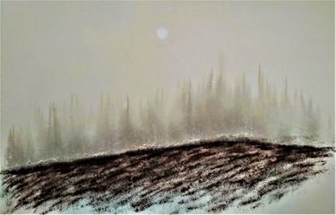 Montain winter compressed air ink ironpowder on canvas thumb