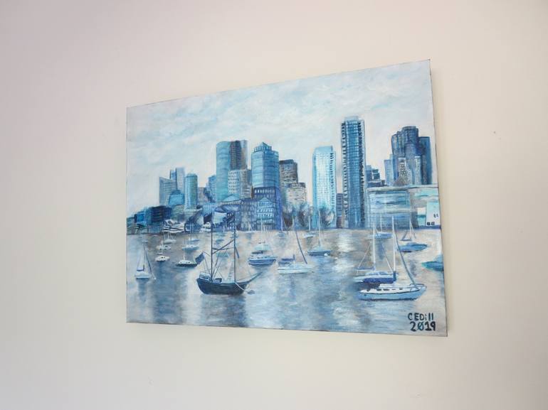 Original Abstract Cities Painting by CE Dill