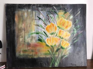 Original Art Deco Floral Painting by Andrea Morocha