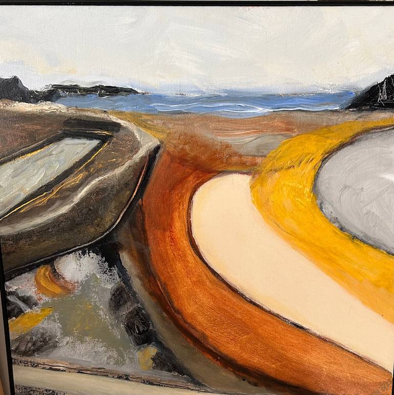 Original Beach Painting by Henriette Busch | Abstract Expressionism Art on Canvas | The way to Bude